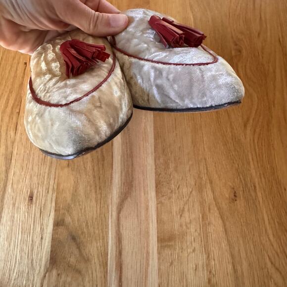 Saint G Saint Simona Cipra Velvet Tassel Moccasins Loafers in "Beige" Sz 7 - Picture 10 of 14